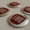 4 pcs (Set) 56mm - 2.20inch Silver & Red Fiat Wheel Center Hub Caps Stickers