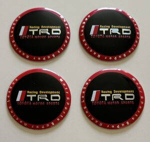 4 pcs (Set) 56mm - 2.20inch Black & Red Toyota TRD Motor Sports Wheel Center Hub Caps Stickers