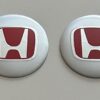4 pcs (Set) 56mm - 2.20inch Silver & Red Honda Wheel Center Hub Caps Stickers