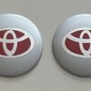 4 pcs (Set) 56mm - 2.20inch Silver & Red Toyota Wheel Center Hub Caps Stickers