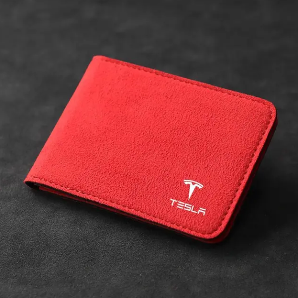 original.png 1 pcs Red Suede Car Document Storage Wallet – Tesla Model 3/X/S/Y Logo Wallet, ID Card & Driver’s License Holder, Organizer Bag