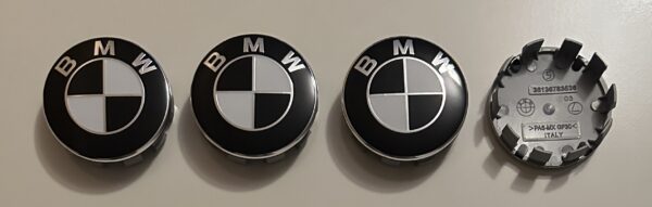 4 pcs (Set) 68mm - 2.68inch Black & White BMW Wheel Center Hub Caps (36136783536)