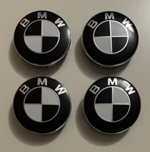 4 pcs (Set) 68mm - 2.68inch Black & White BMW Wheel Center Hub Caps (36136783536)