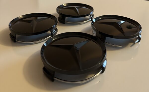 4 pcs (Set) 75mm - 2.95inch Full Black Glossy Mercedes Benz Wheel Center Hub Caps