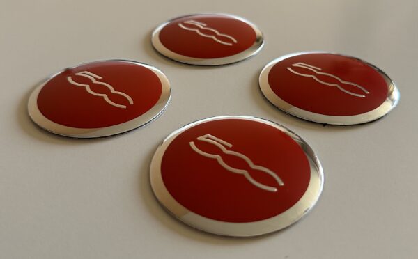 original.jpeg 4 pcs (Set) 56mm - 2.20inch Red & Silver Fiat 500 Wheel Center Hub Caps Stickers