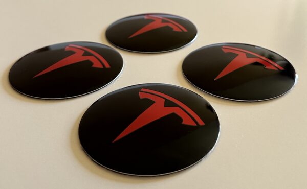 original.jpeg 4 pcs (Set) 65mm - 2.56inch Black & Red Tesla Wheel Center Hub Caps Stickers