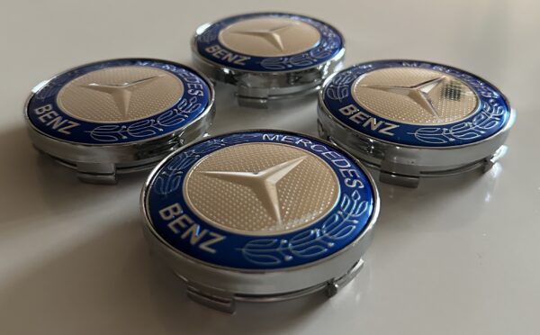 original.jpeg 4 pcs (Set) 60mm - 2.36inch Blue & Silver Mercedes Benz Wheel Center Hub Caps