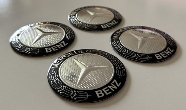 original.jpeg 4 pcs (Set) 56mm - 2.20inch Silver & Black Mercedes Benz Wheel Center Hub Caps Stickers