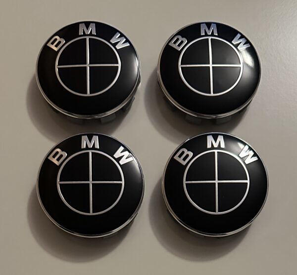 4 pcs (Set) 68mm - 2.68inch Full Black BMW Wheel Center Hub Caps (36136783536)