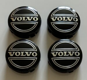 4 pcs (Set) 64mm - 2.52inch Black Volvo Wheel Center Hub Caps (3546923)