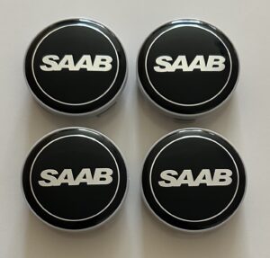 4 pcs (Set) 63mm - 2.48inch Black SAAB Wheel Center Hub Caps