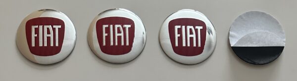 4 pcs (Set) 56mm - 2.20inch Silver & Red Fiat Wheel Center Hub Caps Stickers
