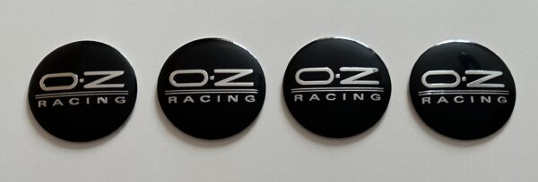 4 pcs (Set) 56mm - 2.20inch Black & Silver OZ Racing Wheel Center Hub Caps Stickers