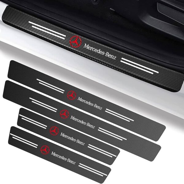 original.jpeg 4 pcs Carbon Fiber Car Door Sill Scuff Protector Set for Mercedes Benz - Anti-Scratch Strip (Red Logo)