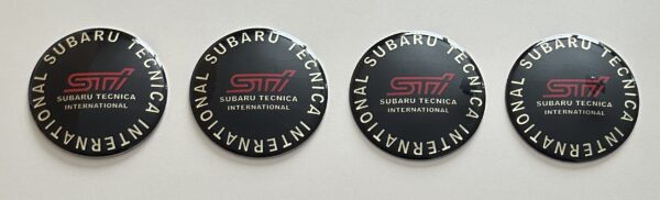 4 pcs (Set) 65mm - 2.56inch Black Subaru STI Wheel Center Hub Caps Stickers