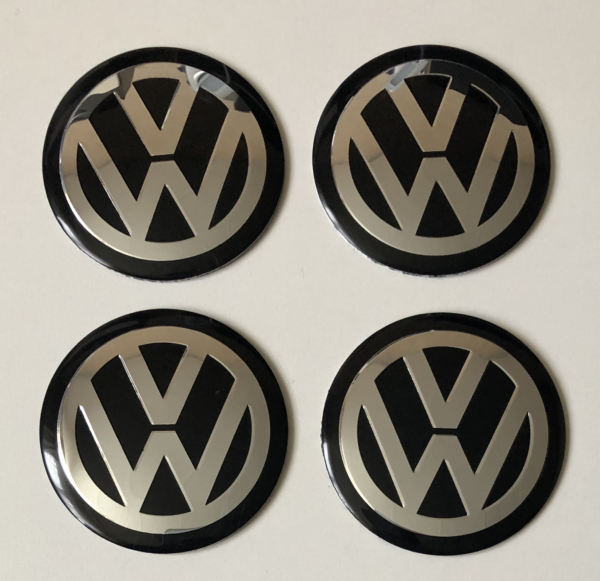 original.png 4 pcs (Set) 65mm - 2.56inch Black Volkswagen Wheel Center Hub Caps Stickers