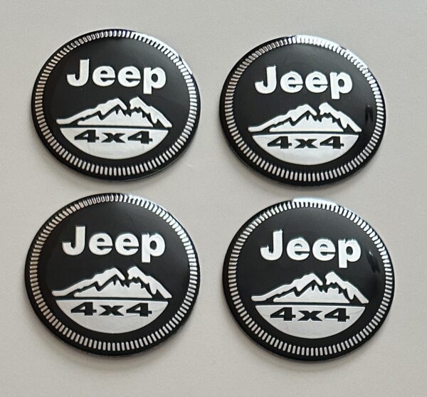 4 pcs (Set) 56mm - 2.20inch Black Jeep 4x4 Wheel Center Hub Caps Stickers