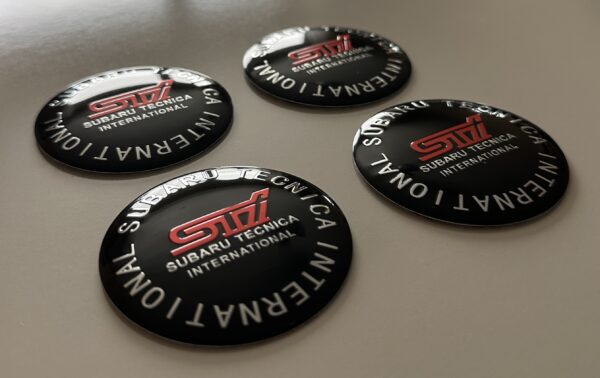4 pcs (Set) 56mm - 2.20inch Black Subaru STI Wheel Center Hub Caps Stickers