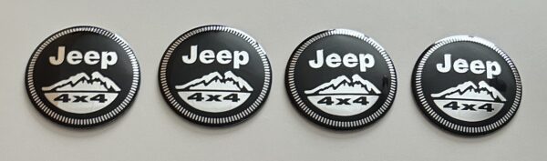 4 pcs (Set) 56mm - 2.20inch Black Jeep 4x4 Wheel Center Hub Caps Stickers