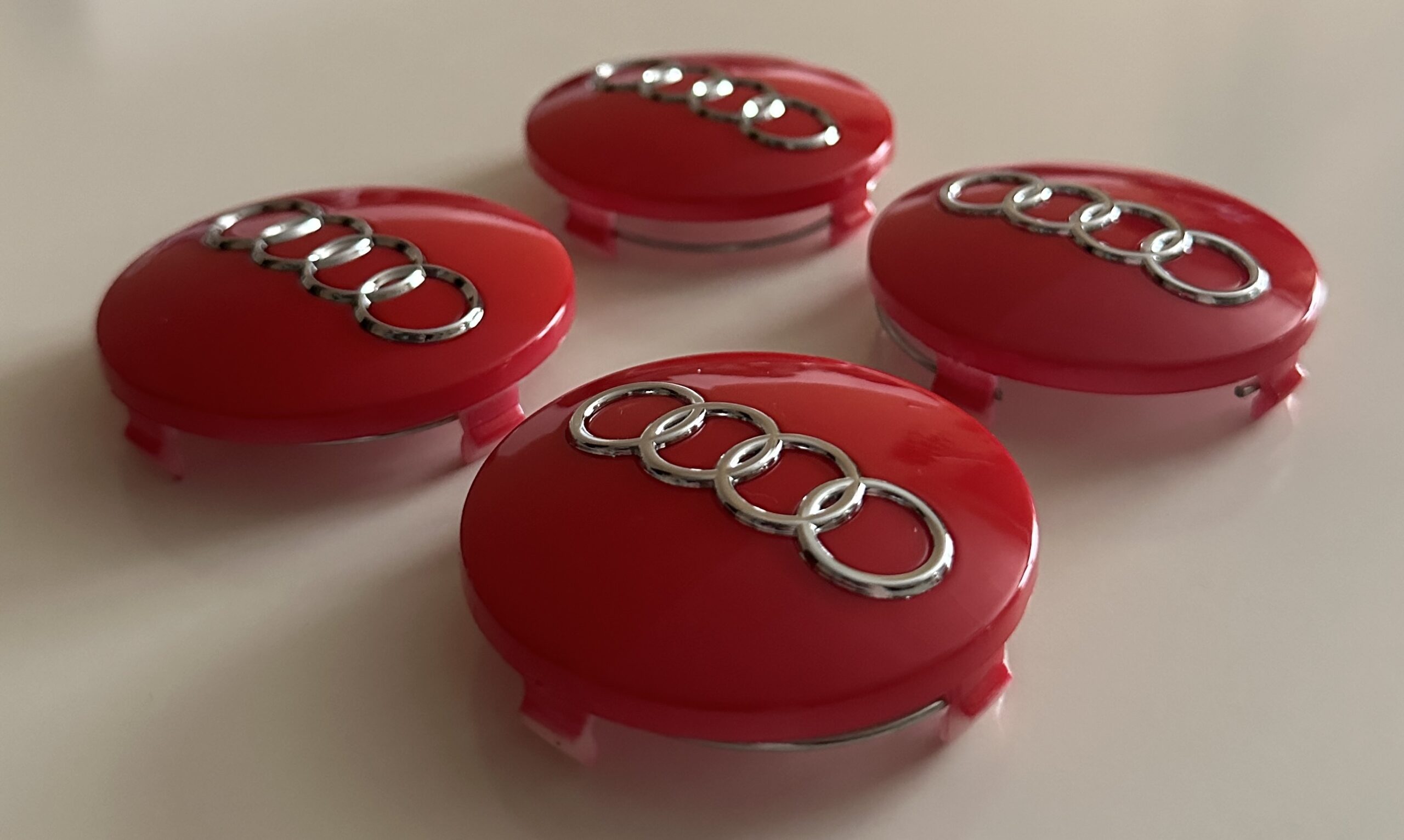 original.jpeg 4 pcs (Set) 60mm - 2.36inch Glossy Red Audi Wheel Center Hub Caps (4B0601170)