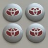 4 pcs (Set) 56mm - 2.20inch Silver & Red Toyota Wheel Center Hub Caps Stickers