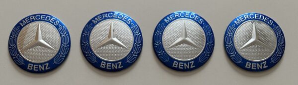 original.jpeg 4 pcs (Set) 56mm - 2.20inch Silver & Blue Mercedes Benz Wheel Center Hub Caps Stickers