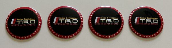 original.jpeg 4 pcs (Set) 56mm - 2.20inch Black & Red Toyota TRD Motor Sports Wheel Center Hub Caps Stickers