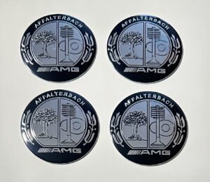 original.jpeg 4 pcs (Set) 56mm - 2.20inch Silver & Black AMG Affalterbach Wheel Center Hub Caps Stickers