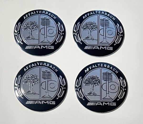 original.jpeg 4 pcs (Set) 56mm - 2.20inch Silver & Black AMG Affalterbach Wheel Center Hub Caps Stickers