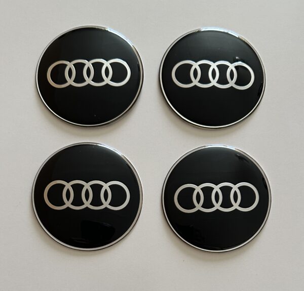 original.jpeg 4 pcs (Set) 65mm - 2.56inch Black Audi Wheel Center Hub Caps Stickers with Outer Ring