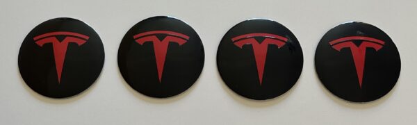 original.jpeg 4 pcs (Set) 65mm - 2.56inch Black & Red Tesla Wheel Center Hub Caps Stickers