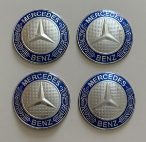 original.jpeg 4 pcs (Set) 65mm - 2.56inch Silver & Blue Mercedes Benz Wheel Center Hub Caps Stickers