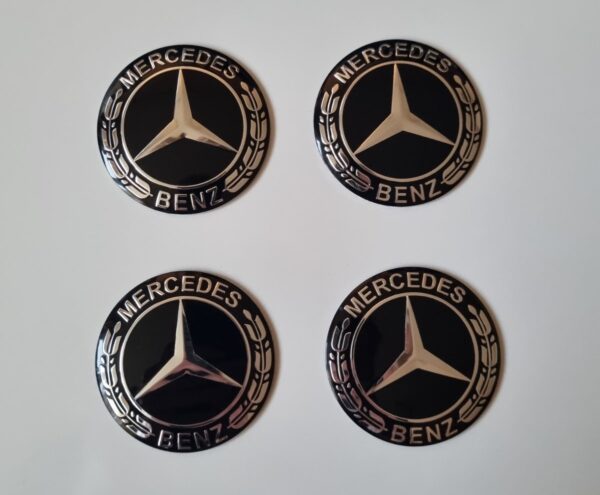original.jpeg 4 pcs (Set) 56mm - 2.20inch Black Mercedes Benz Wheel Center Hub Caps Stickers