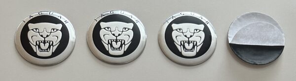 original.jpeg 4 pcs (Set) 56mm - 2.20inch Black & Silver Jaguar Wheel Center Hub Caps Stickers