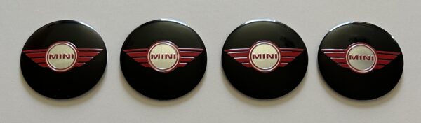 original.jpeg 4 pcs (Set) 50mm - 1.97inch Black & Red Mini Cooper Wheel Center Hub Caps Stickers