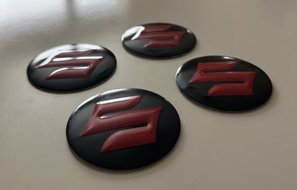original.jpeg 4 pcs (Set) 56mm - 2.20inch Black & Red Suzuki Wheel Center Hub Caps Stickers