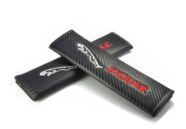 original.png 2 pcs Black Jaguar Car Styling Safety Belt Cover Protection Shoulder Pad Cushion Harness Pad
