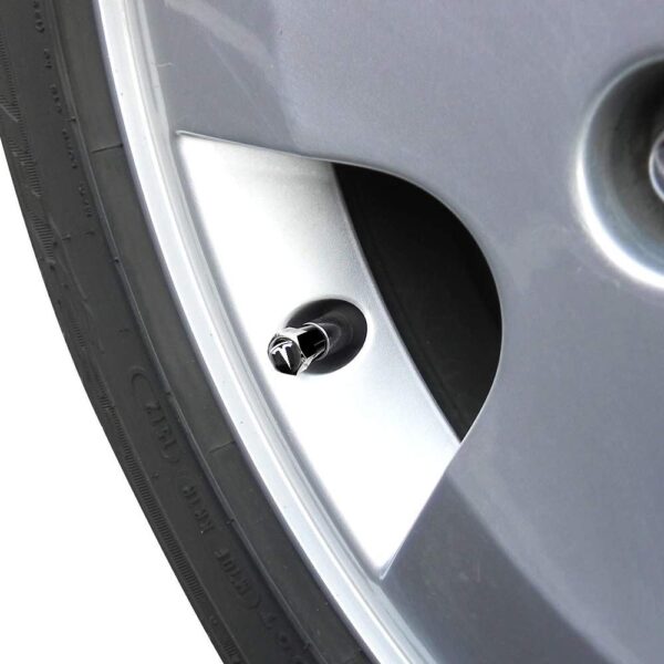 original.jpeg 4 pcs (Set) Tesla Silver Wheel Tire Valve Stem Caps + Wrench Keychain for Tesla Model X S 3 Y