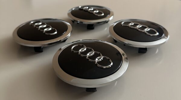 original.jpeg 4 pcs (Set) 69mm - 2.72inch Black & Silver Audi Wheel Center Hub Caps
