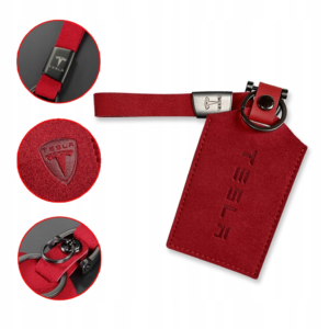 original.png 1 pcs High-Quality Red Suede Leather Key Card Holder Case for Tesla