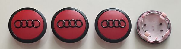 original.jpeg 4 pcs (Set) 69mm - 2.72inch Red & Black Audi Wheel Center Hub Caps