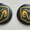 4 pcs (Set) 56mm - 2.20inch Black & Yellow Dodge Wheel Center Hub Caps Stickers