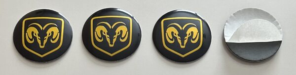 4 pcs (Set) 56mm - 2.20inch Black & Yellow Dodge Wheel Center Hub Caps Stickers