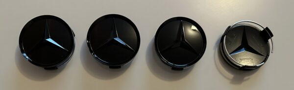 4 pcs (Set) 75mm - 2.95inch Full Black Glossy Mercedes Benz Wheel Center Hub Caps