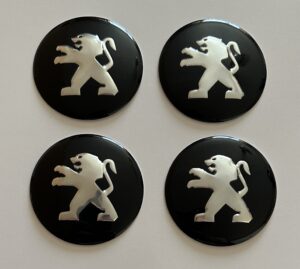 4 pcs (Set) 65mm - 2.56inch Black Peugeot Wheel Center Hub Caps Stickers