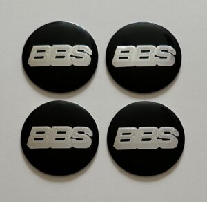 original.jpeg 4 pcs (Set) 60mm - 2.36inch Black & Silver BBS Wheel Center Hub Caps Stickers