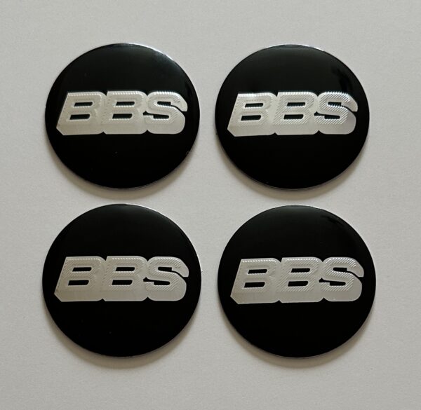 original.jpeg 4 pcs (Set) 60mm - 2.36inch Black & Silver BBS Wheel Center Hub Caps Stickers