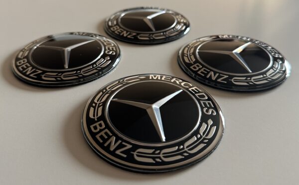original.jpeg 4 pcs (Set) 75mm - 2.95inch Black Mercedes Benz Wheel Center Hub Caps Stickers