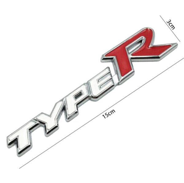 original.png 1 pcs White & Red Honda Type R Metal Emblem Sticker