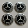 4 pcs (Set) 56mm - 2.20inch Black Mercedes Benz Wheel Center Hub Caps Stickers with Outer Ring